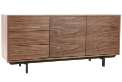 Buffet vintage en bois foncé noyer 2 portes 3 tiroirs L160 cm MANNY
