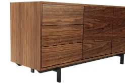 Buffet vintage en bois foncé noyer 2 portes 3 tiroirs L160 cm MANNY