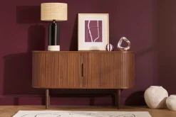 Buffet vintage en bois foncé noyer 2 portes coulissantes L138 cm EPIC