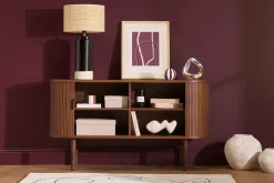 Buffet vintage en bois foncé noyer 2 portes coulissantes L138 cm EPIC