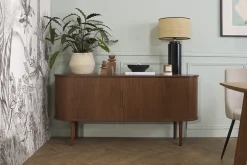 Buffet vintage en bois foncé noyer 2 portes coulissantes L160 cm EPIC