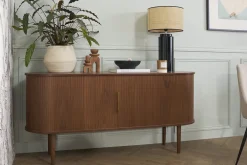 Buffet vintage en bois foncé noyer 2 portes coulissantes L160 cm EPIC