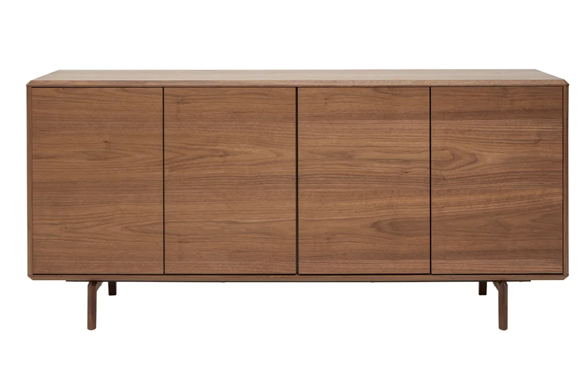 Buffet vintage en bois foncé noyer 4 portes L160 cm SUVA
