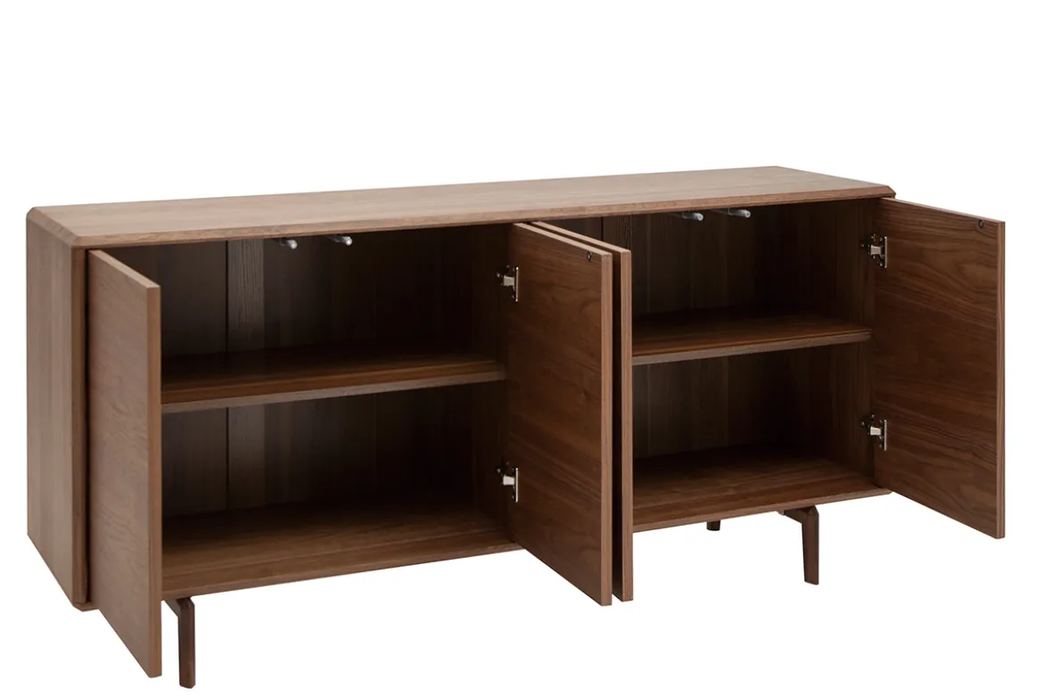 Buffet vintage en bois foncé noyer 4 portes L160 cm SUVA