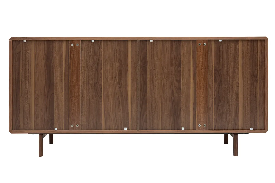 Buffet vintage en bois foncé noyer 4 portes L160 cm SUVA
