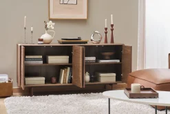 Buffet vintage en bois foncé noyer 4 portes L160 cm SUVA