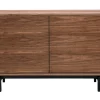 Buffet vintage en bois foncé noyer 2 portes L120 cm MANNY