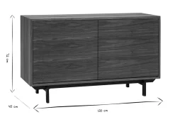 Buffet vintage en bois foncé noyer 2 portes L120 cm MANNY