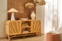 Buffet vintage en rotin 2 portes L150 cm GALON