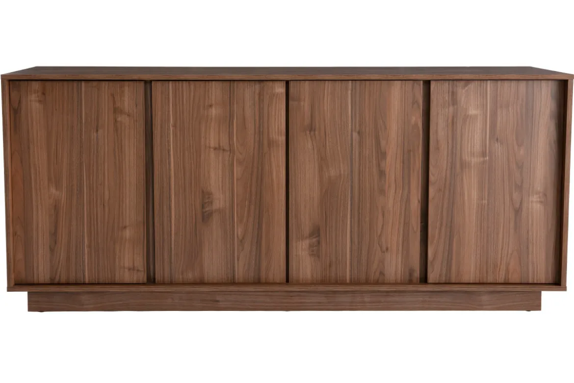 Buffet vintage finition bois foncé noyer 4 portes L180 cm COMO
