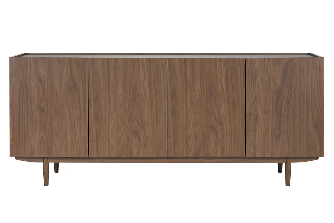 Buffet vintage finition bois foncé noyer 4 portes L180 cm SANAA