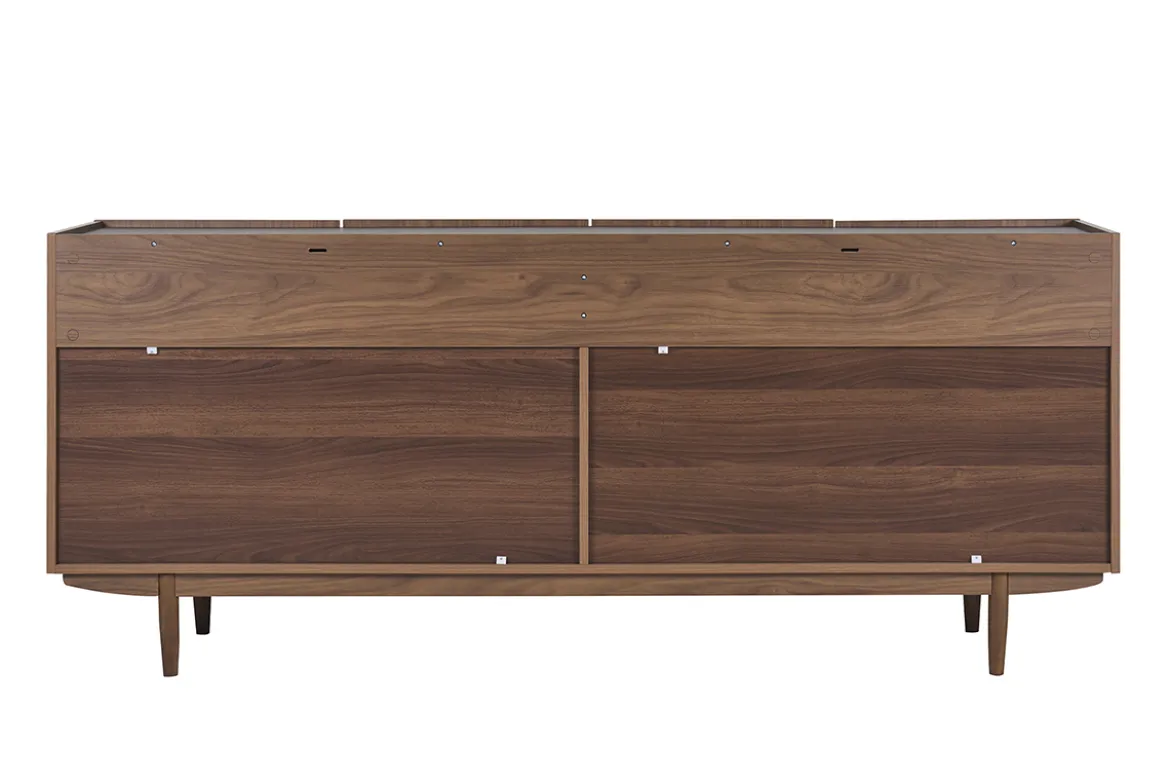 Buffet vintage finition bois foncé noyer 4 portes L180 cm SANAA