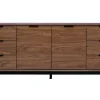 Buffet vintage finition bois foncé noyer et métal noir avec rangements L180 cm SARTO