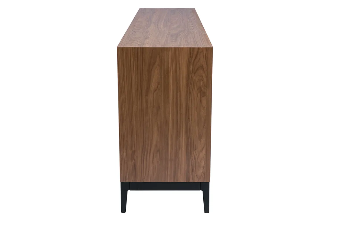Buffet vintage finition bois foncé noyer et métal noir avec rangements L180 cm SARTO