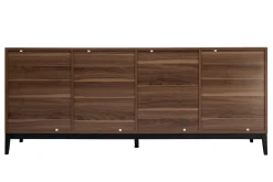 Buffet vintage finition bois foncé noyer et métal noir avec rangements L180 cm SARTO
