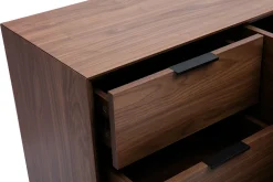 Buffet vintage finition bois foncé noyer et métal noir avec rangements L180 cm SARTO