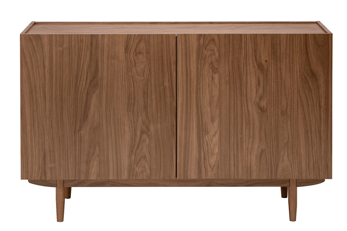 Buffet vintage finition bois foncé noyer 2 portes L120 cm SANAA