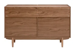 Buffet vintage finition bois foncé noyer 2 portes L120 cm SANAA