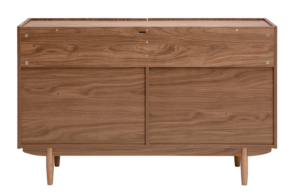 Buffet vintage finition bois foncé noyer 2 portes L120 cm SANAA