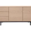 Buffet vintage finition bois chêne 2 portes 3 tiroirs L160 cm MANNY
