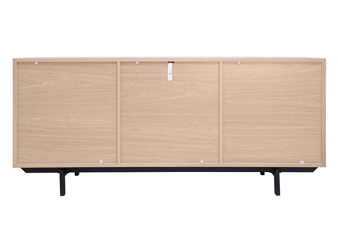 Buffet vintage finition bois chêne 2 portes 3 tiroirs L160 cm MANNY
