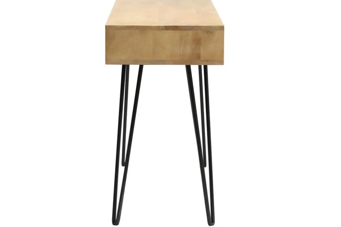 Bureau avec rangement en bois manguier massif et métal noir L116 cm VIBES