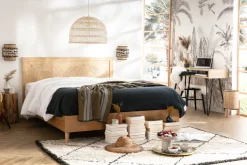 Bureau avec rangement en bois manguier massif et métal noir L116 cm VIBES