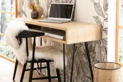 Bureau avec rangement en bois manguier massif et métal noir L116 cm VIBES