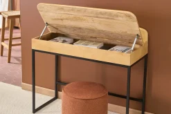Bureau avec rangement en bois manguier massif L100 cm SHIVA