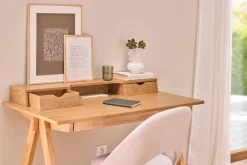 Bureau avec rangements bois clair L120 cm PULITO