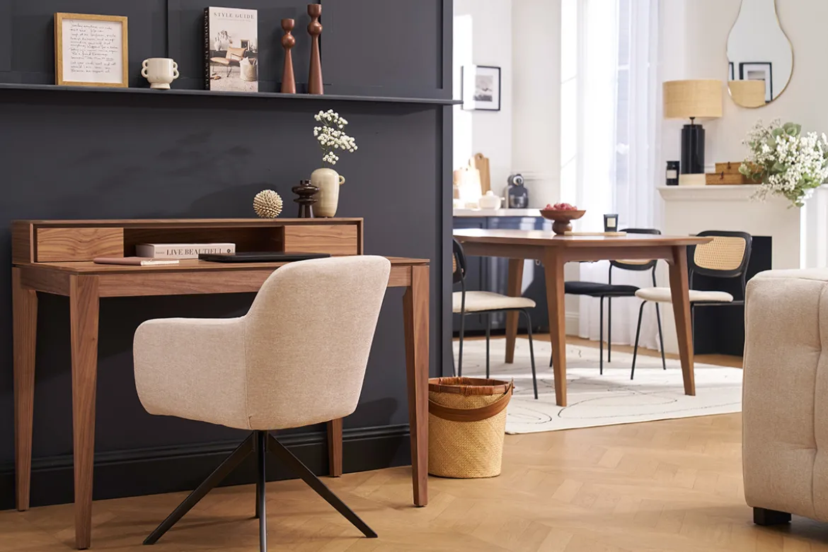 Bureau avec rangements bois foncé noyer L110 cm SEKRET