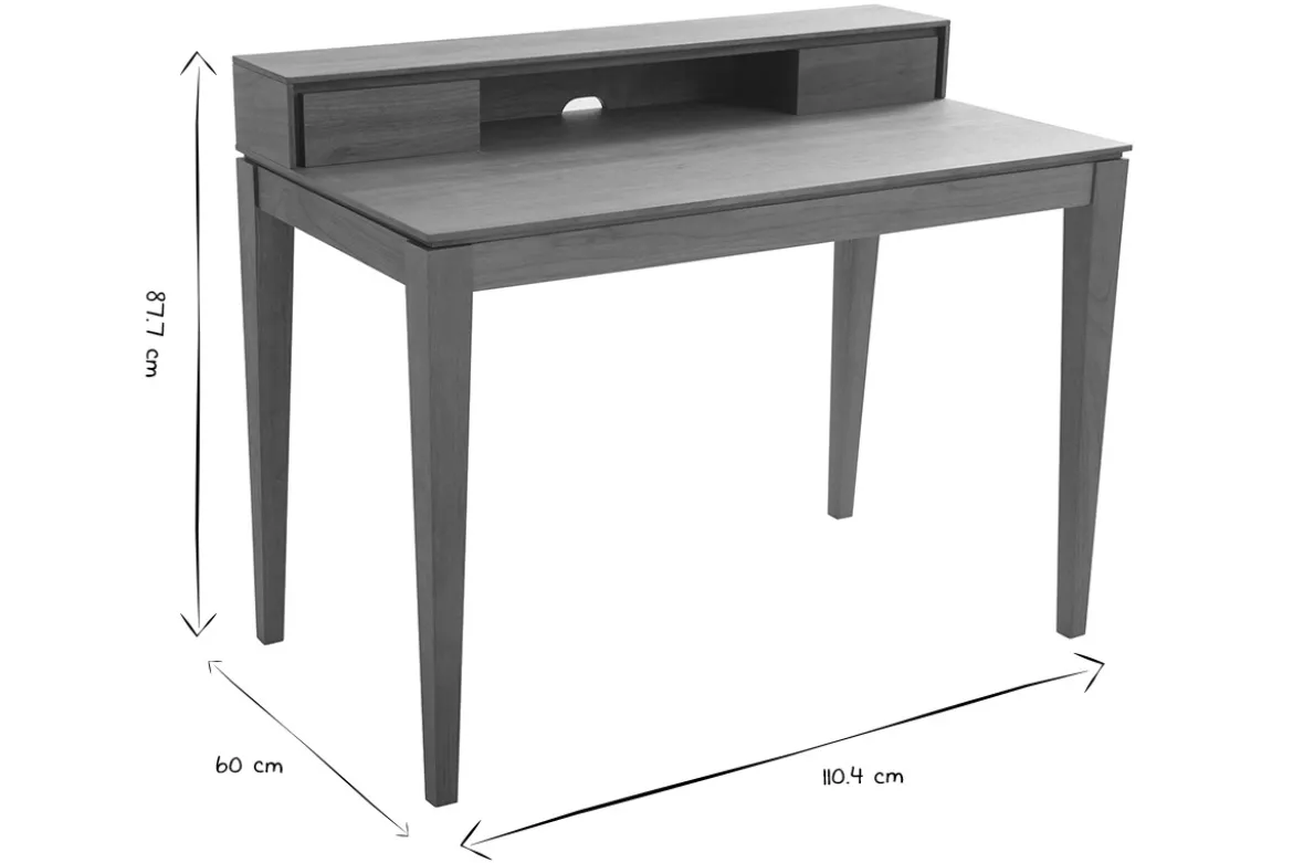 Bureau avec rangements bois foncé noyer L110 cm SEKRET