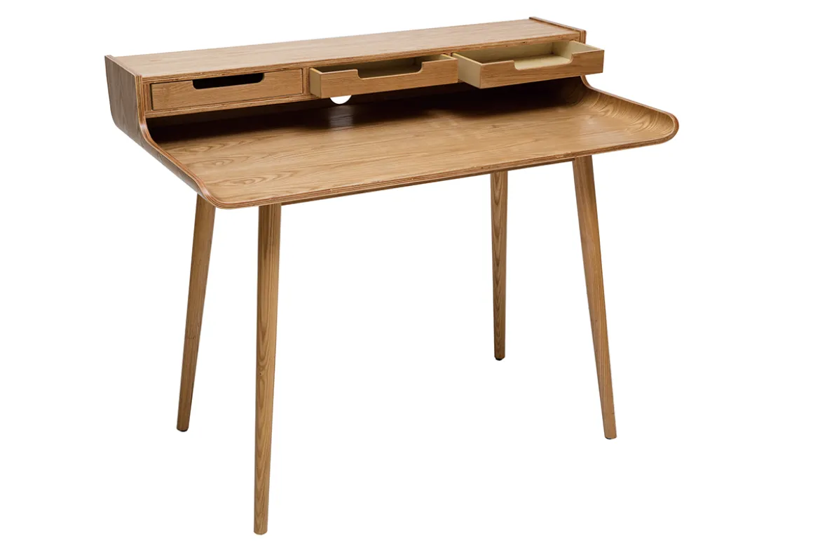 Bureau avec rangements scandinave bois clair L110 cm OPUS