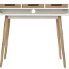 Bureau avec rangements scandinave bois clair et blanc L110 cm OPUS