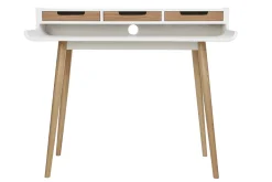 Bureau avec rangements scandinave bois clair et blanc L110 cm OPUS