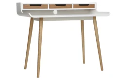 Bureau avec rangements scandinave bois clair et blanc L110 cm OPUS