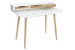 Bureau avec rangements scandinave bois clair et blanc L110 cm OPUS