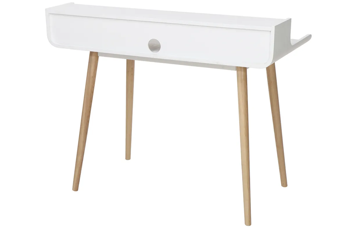 Bureau avec rangements scandinave bois clair et blanc L110 cm OPUS