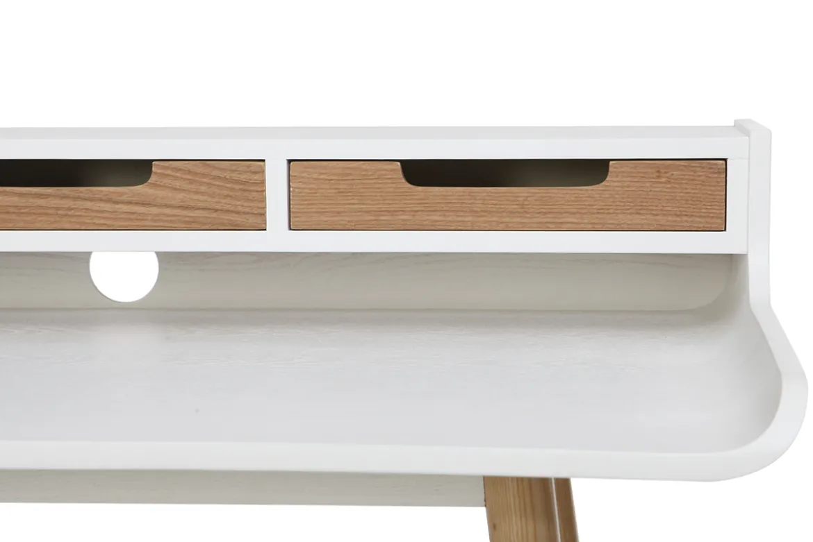 Bureau avec rangements scandinave bois clair et blanc L110 cm OPUS