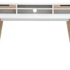 Bureau avec rangements scandinave blanc et bois clair L140 cm OPUS