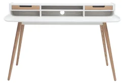 Bureau avec rangements scandinave blanc et bois clair L140 cm OPUS