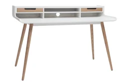 Bureau avec rangements scandinave blanc et bois clair L140 cm OPUS