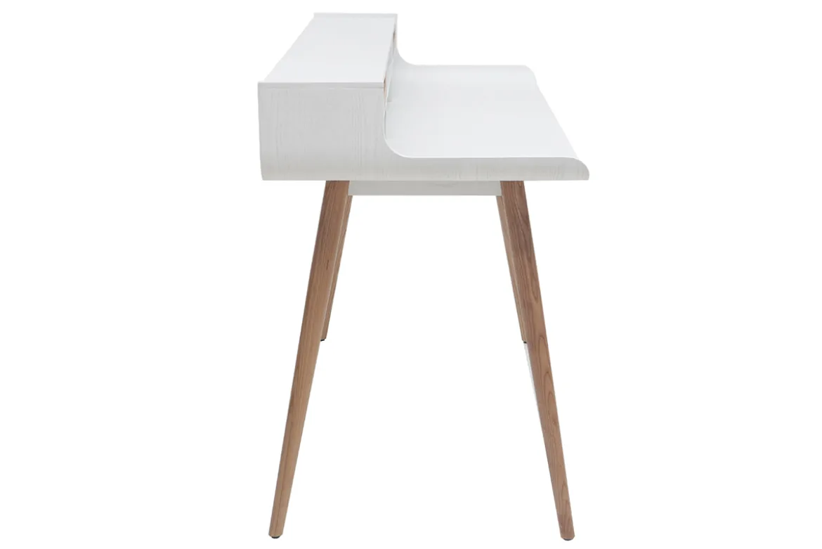 Bureau avec rangements scandinave blanc et bois clair L140 cm OPUS