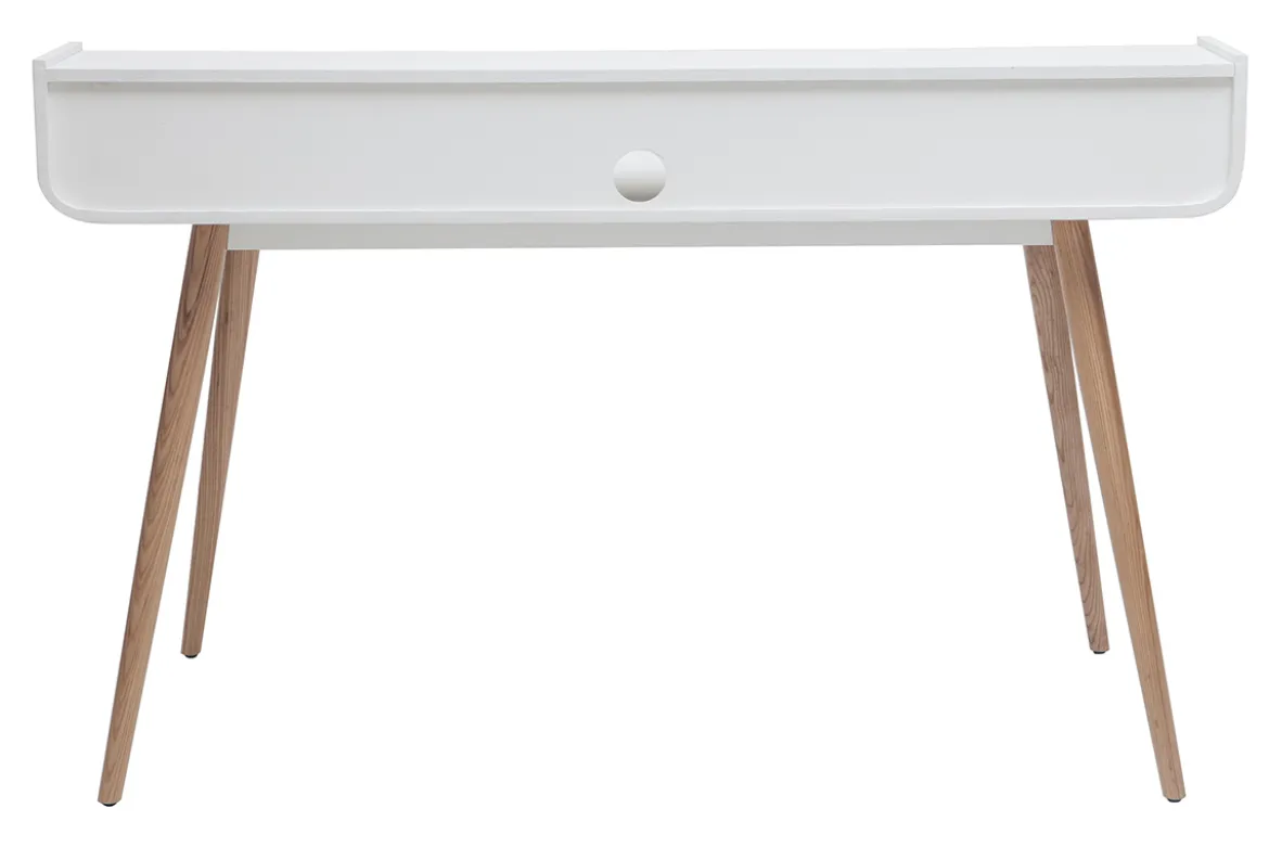 Bureau avec rangements scandinave blanc et bois clair L140 cm OPUS