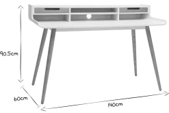 Bureau avec rangements scandinave blanc et bois clair L140 cm OPUS