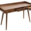 Bureau avec rangements 3 tiroirs vintage bois foncé noyer L132 cm HALLEN