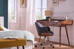 Bureau avec rangements 3 tiroirs vintage bois foncé noyer L132 cm HALLEN
