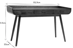 Bureau avec rangements 3 tiroirs vintage bois foncé noyer L132 cm HALLEN