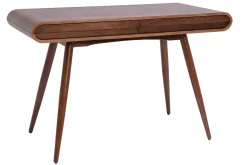 Bureau avec rangements 2 tiroirs vintage bois foncé noyer L120 cm BJORG