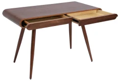 Bureau avec rangements 2 tiroirs vintage bois foncé noyer L120 cm BJORG